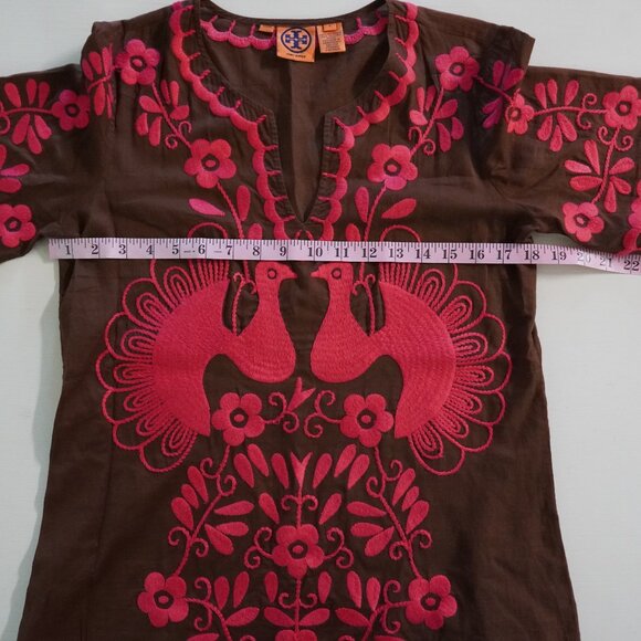 Tory Burch Peacock Embroidered 100% Cotton Blouse Top - Picture 6 of 8